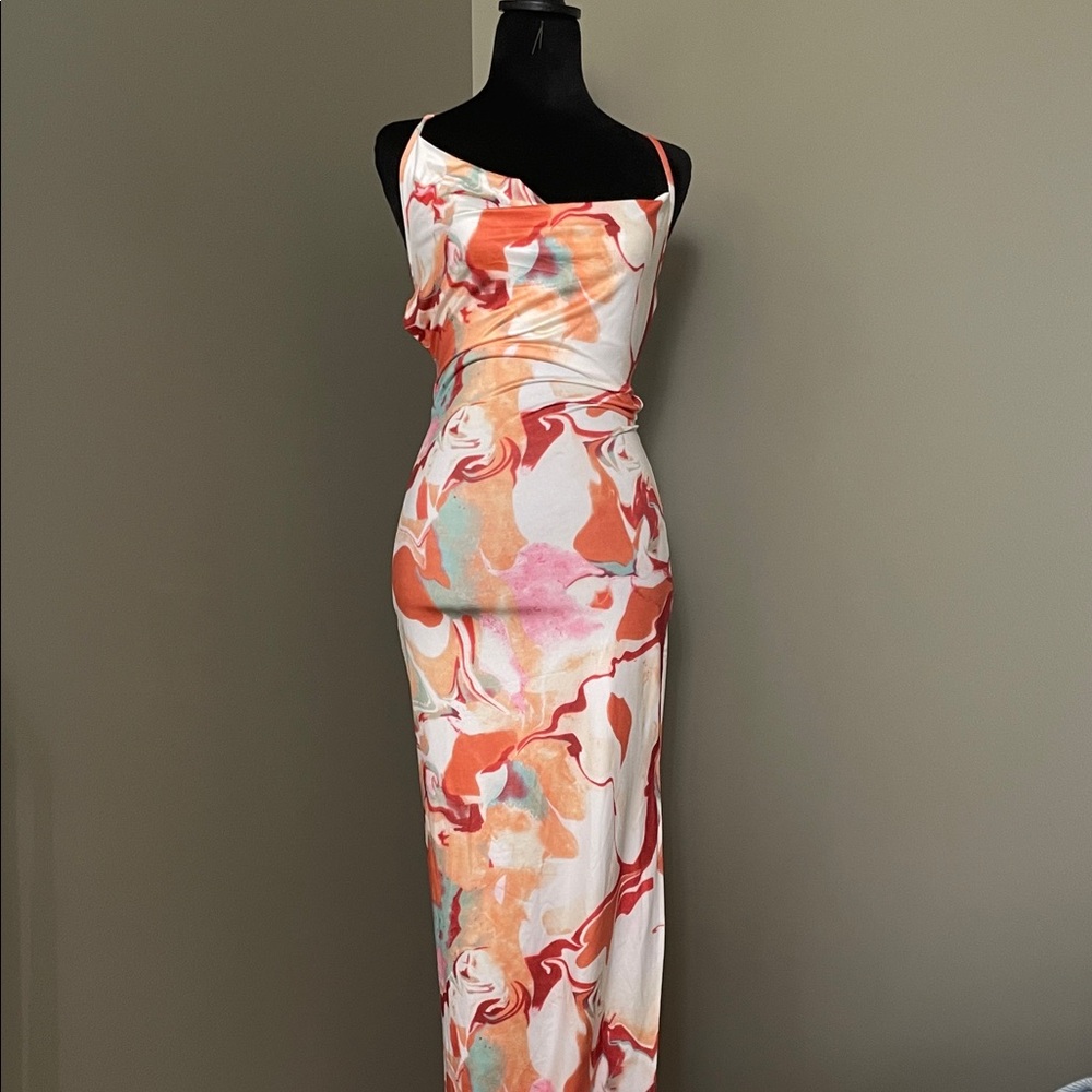 Open back, maxi with left side slit Multicolor Women's Dress